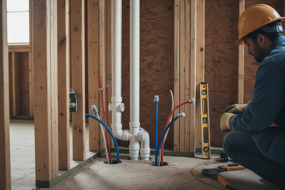 Drain and supply rough-in during Drain Cleaning in Hooversville