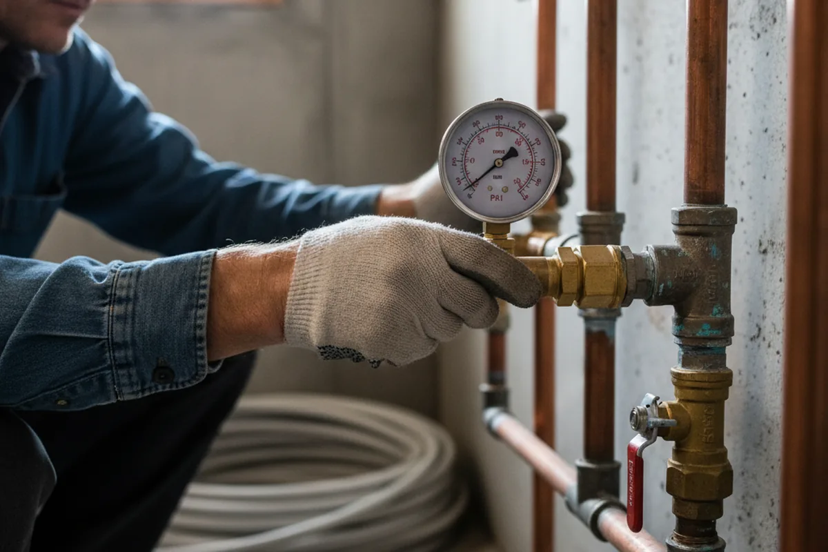 Pressure testing a repaired line during Water Line Repair in Hooversville